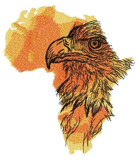 Africa crowned eagle machine embroidery design