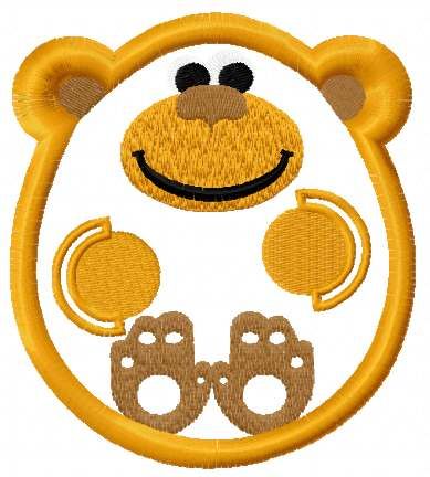 monkey applique free embroidery design