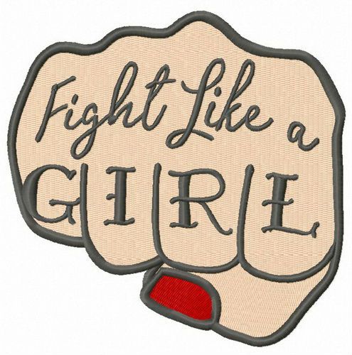 Fight like a girl fist machine embroidery design