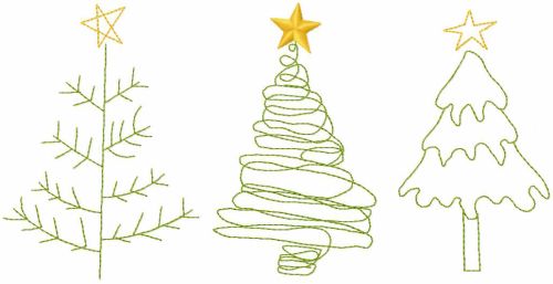 Christmas trees children's drawing embroidery design