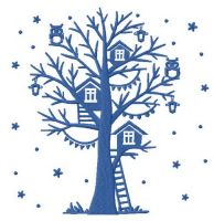 Winter tree embroidery design