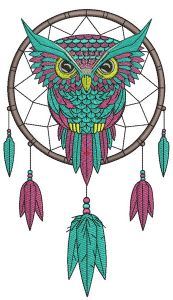 Owl dreamcatcher embroidery design