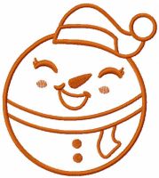 Smiling snowman ball one colored embroidery design