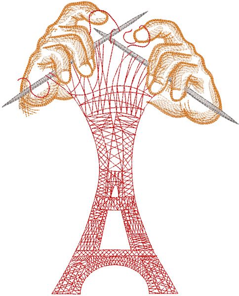 Knit your Eiffel Tower embroidery design