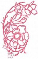 Pink Flowers branch free embroidery design