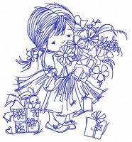 Girl's birthday 4 embroidery design