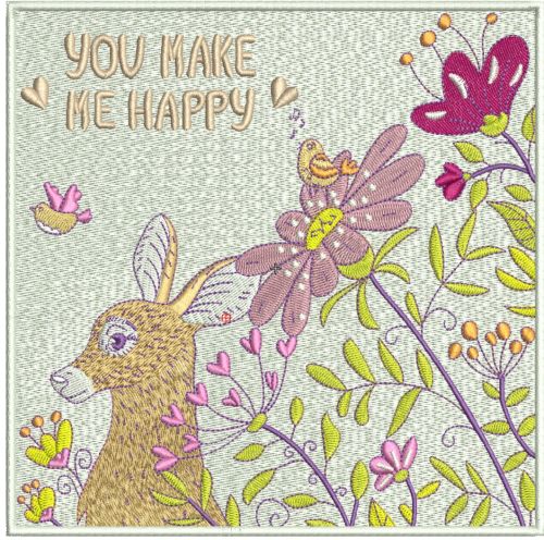 You make me happy machine embroidery design