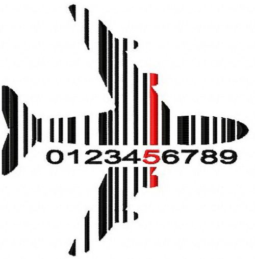 Airplane barcode machine embroidery design