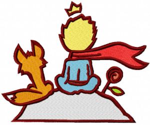 Little prince fox and rose embroidery design