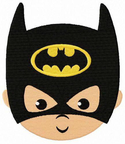 Baby Batman face machine embroidery design