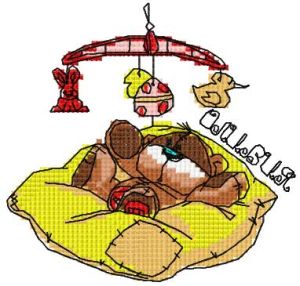 Baby teddy sweet dreams embroidery design