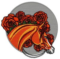 Horse with pearl bridle embroidery design