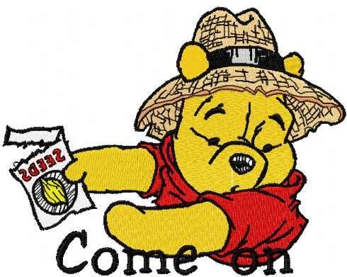 Winnie pooh come on embroidery design