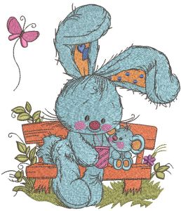 Best friends on the bench embroidery design