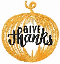 Pumpkin Give thanks embroidery design