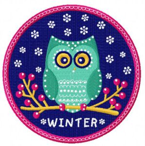 Winter owl embroidery design