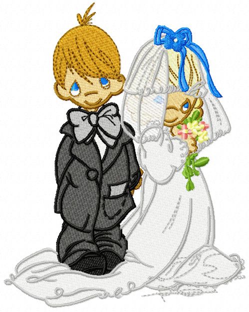 Precious Moments newlyweds machine embroidery design