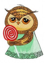 Owl with lollipop 2 embroidery design