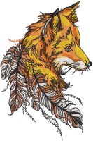 Fox feathers embroidery design