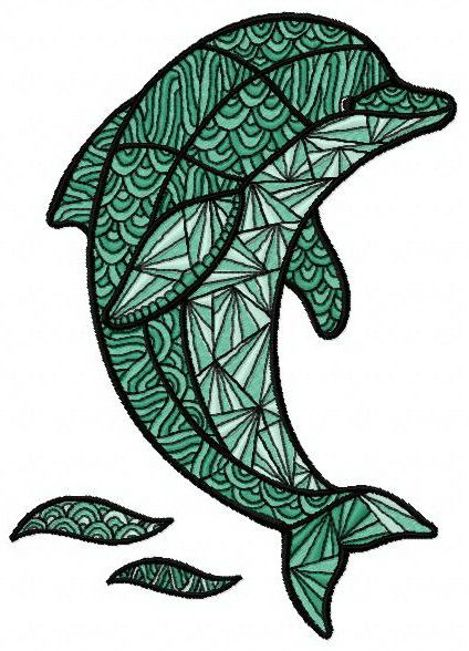 Mosaic dolphin machine embroidery design