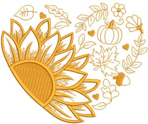 Fall Leaves Heart embroidery design