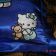 Hello Kitty with Toy design on embroidered blue pillowcase