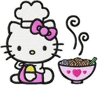 Hello Kitty Loves Chinese Food machine embroidery design