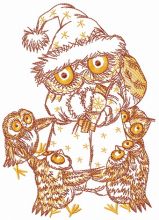 Owl Santa embroidery design