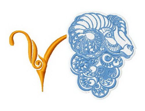 Zodiac sign Aries 4 machine embroidery design