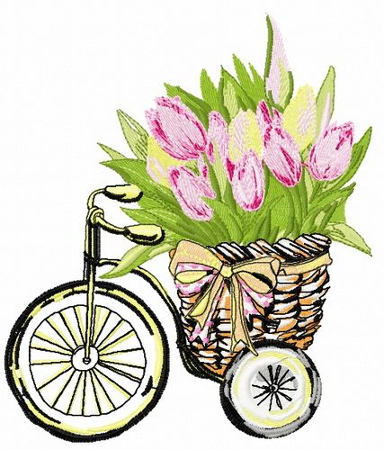 Basket with tulips 2 machine embroidery design
