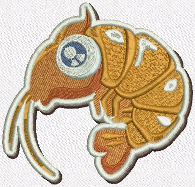 Shrimp machine embroidery design