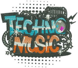 Techno music embroidery design