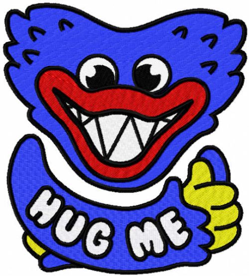 Huggy Wuggy hug me embroidery design