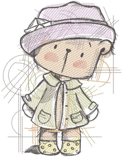 Teddy bear sketch vintage free embroidery design