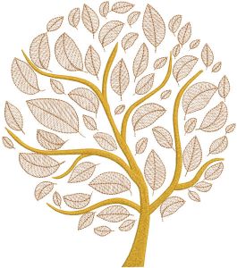 Diseño de bordado de árbol de dinero dorado