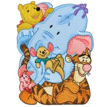 Winnie Pooh, Tigger, Heffalump, Roo and Piglet embroidery design