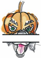 Pumpkin dog monogram embroidery design