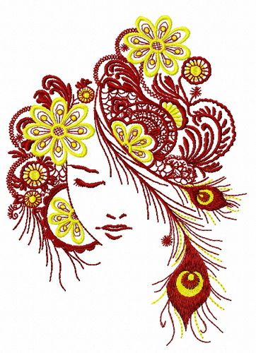Firebird girl machine embroidery design