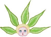 Snugglepot with Gumnut Leaves  embroidery design