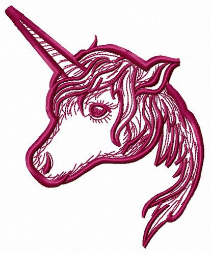 Unicorn's head machine embroidery design