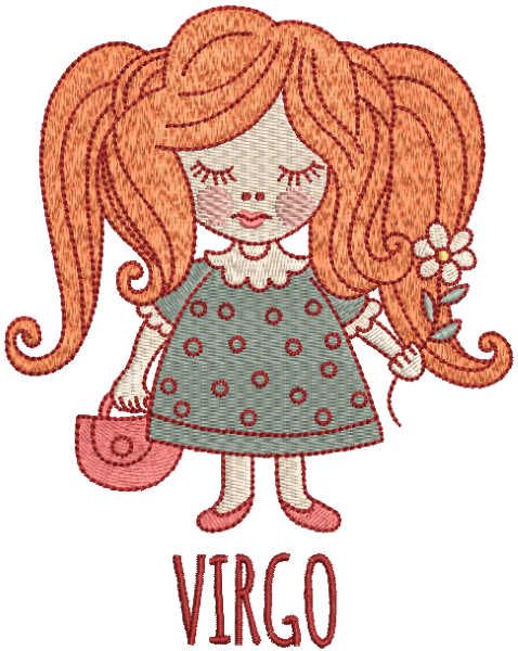 Virgo zodiac sign embroidery design