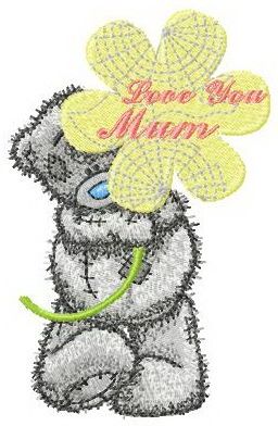 Teddy bear love you mum machine embroidery design
