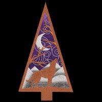Modern Christmas tree wolf winter embroidery design
