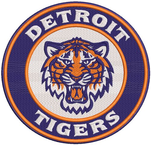 Detroit tigers round logo embroidery design