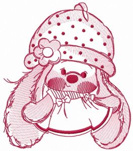 Bunny Mi in summer dress one color embroidery design