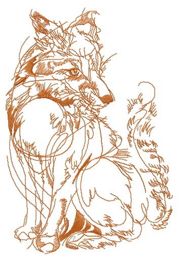Fox in my dream sketch machine embroidery design