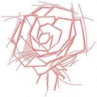 Pink rose sketch free embroidery design 2