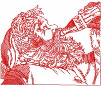 Santa Claus with coca cola redwork embroidery design