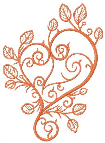 Spring heart machine embroidery design
