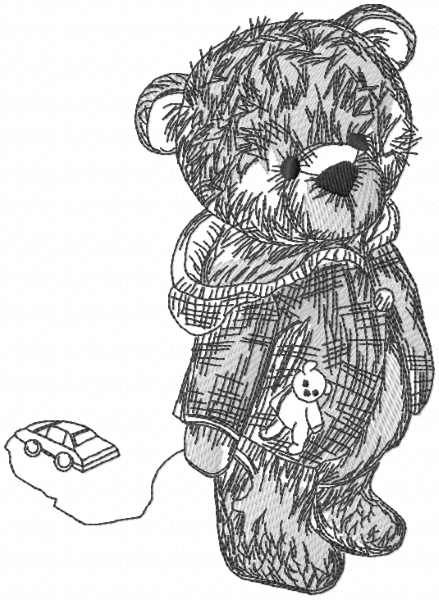 Teddy toy vintage embroidery design
